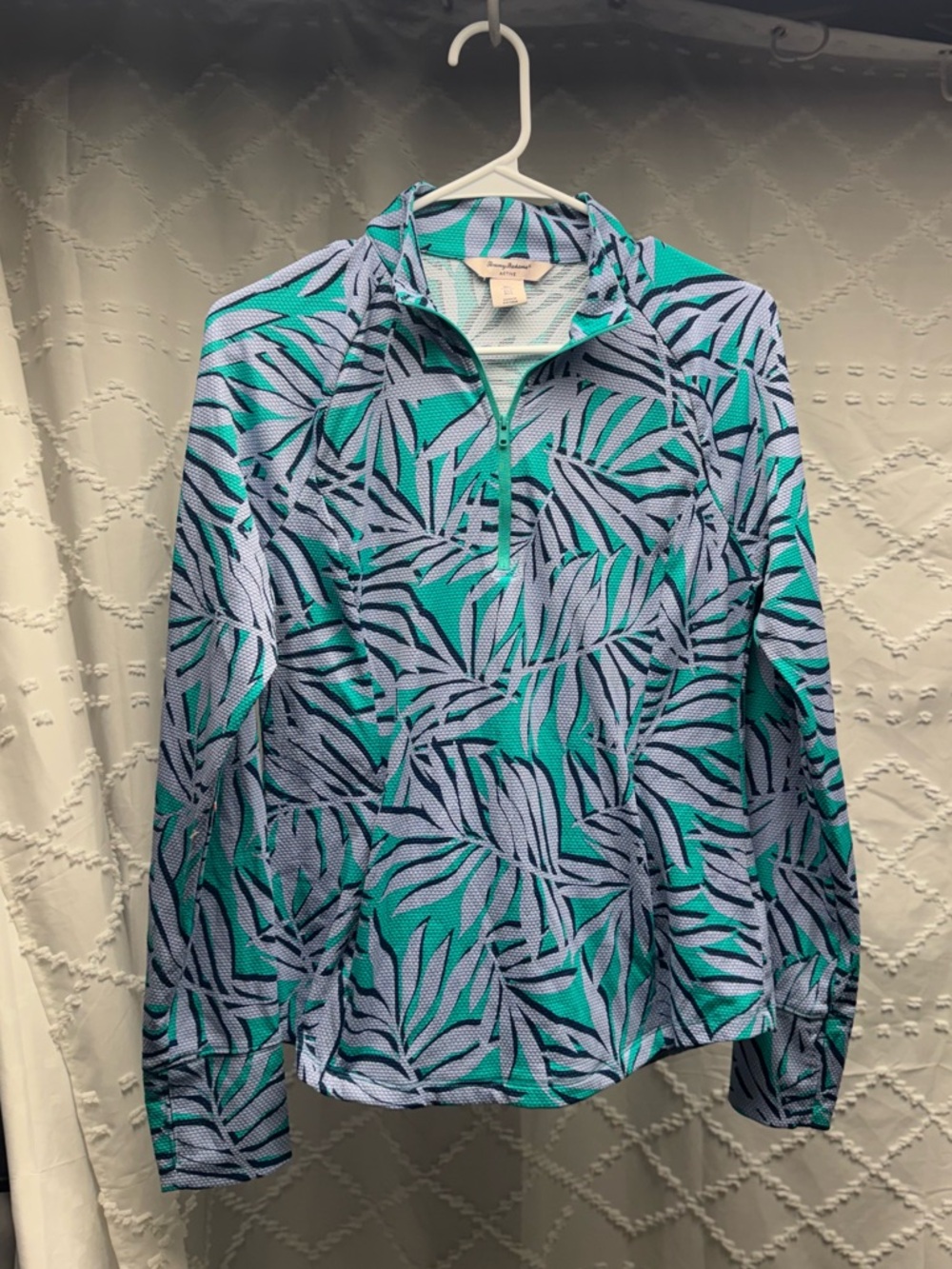 Tommy Bahama Active Tropical Palm Leaf Quarter-Zip Pullover Size Large